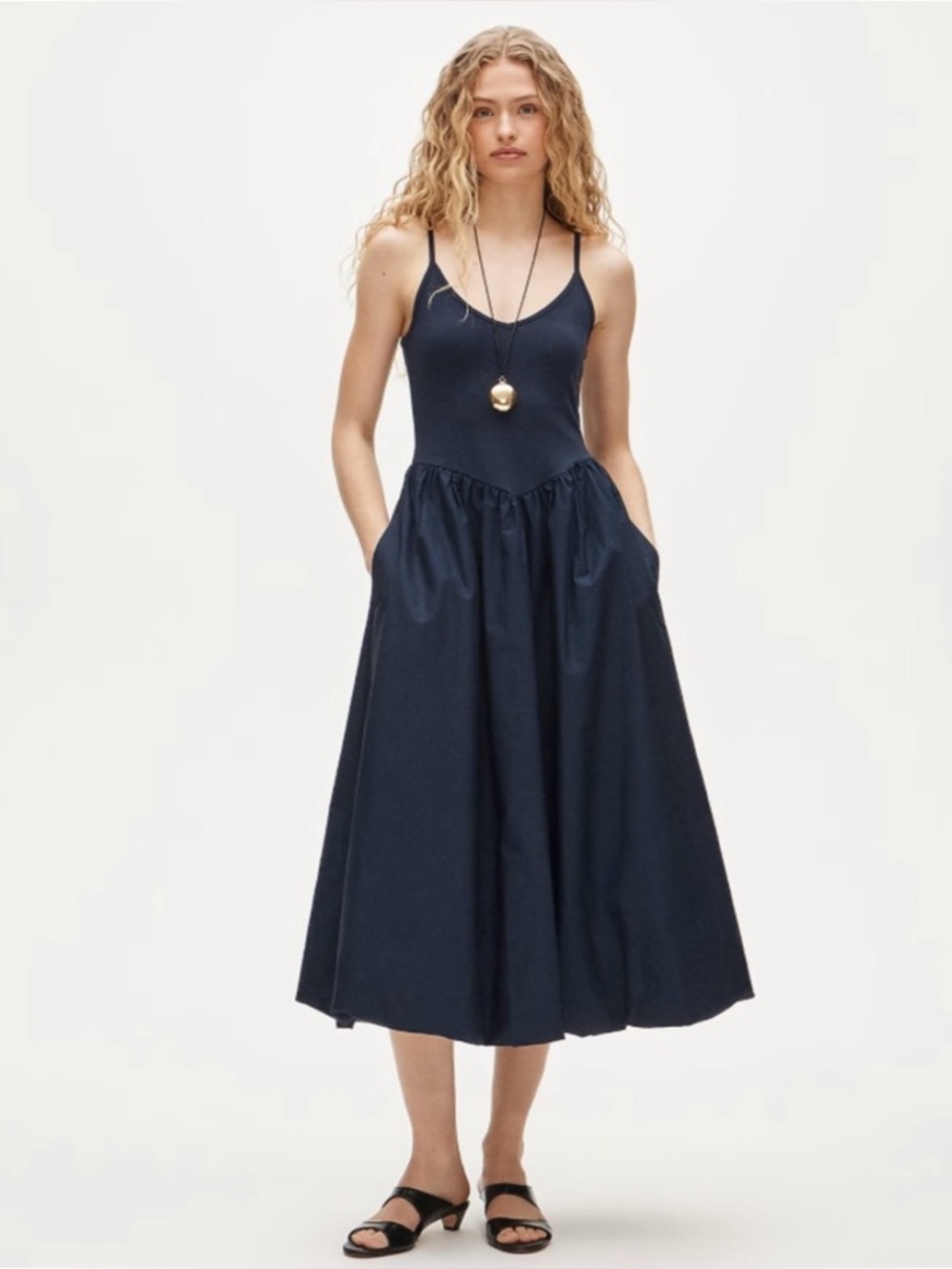 NWT J. Crew Basque-waist Mixy Dress Navy Blue
